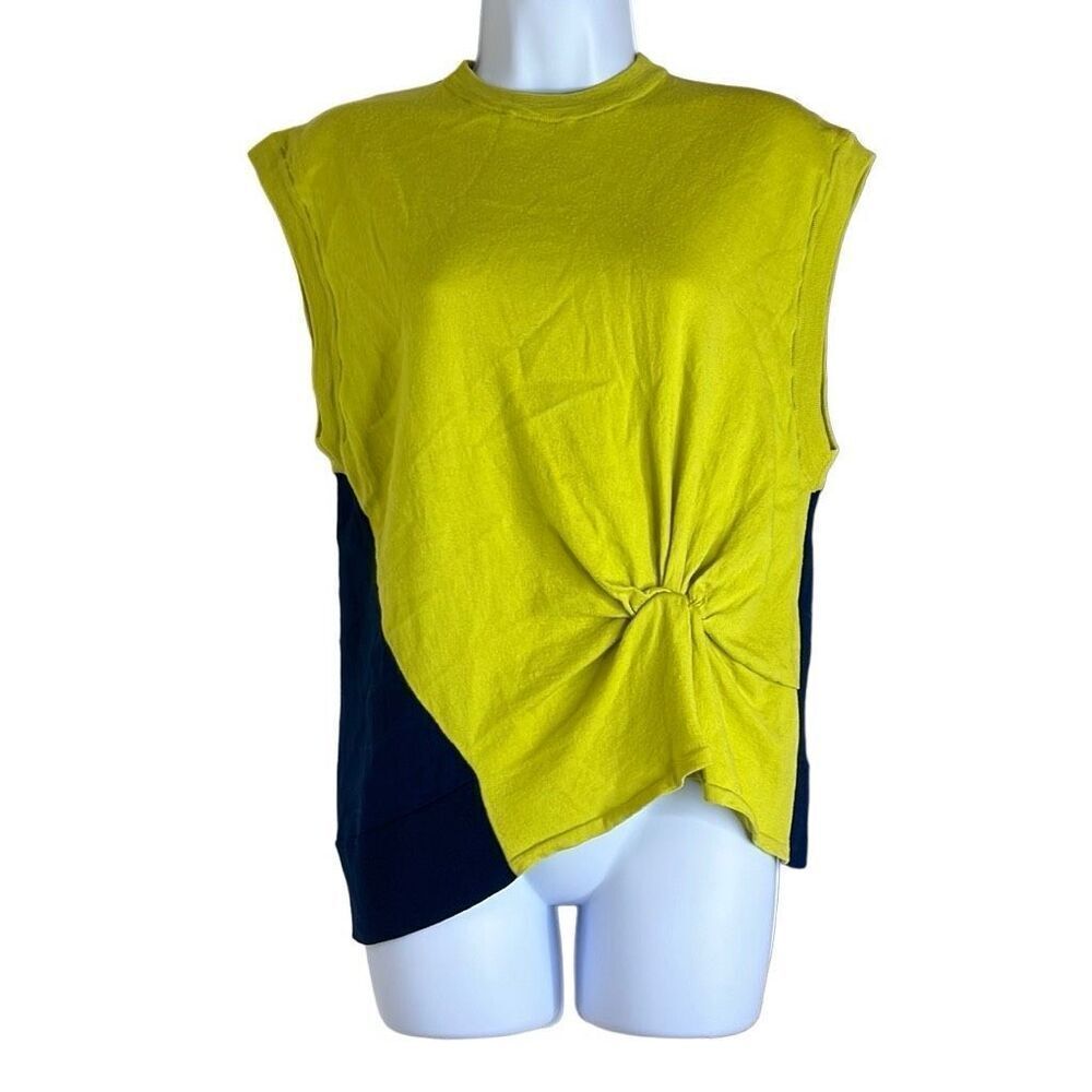 Nina Ricci Green Black Colorblock Knot Detail Wool Top Small Workwear Luxury‎